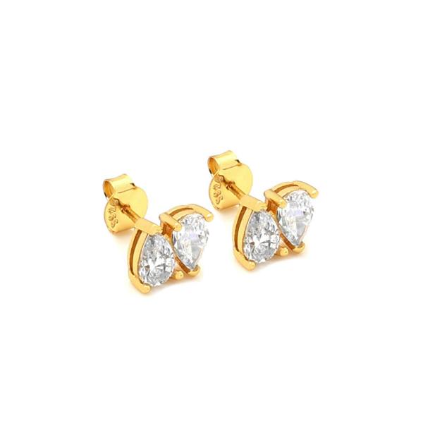 Say It With Double Pear Earrings - Yellow Gold