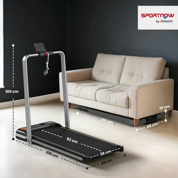 Bobobiy Folding Walking Treadmill, Under Desk Walking Pad with Incline, Silver Tone