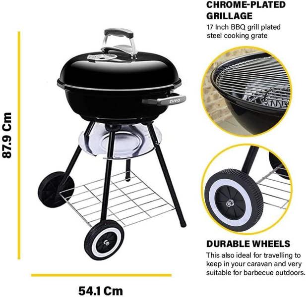 Dyzi 45cm Round Charcoal BBQ Kettle Grill Outdoor Portable Barbecue
