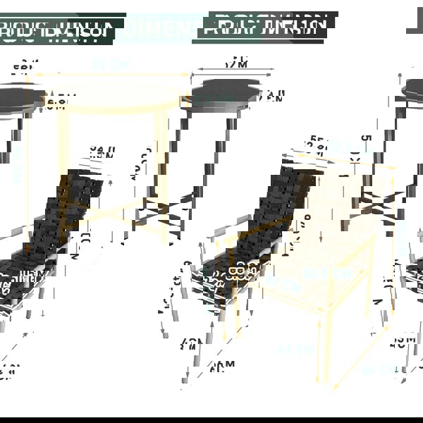 Furniture One 3 Pieces Garden Patio Furniture Set, 2 Seater Bistro Set Weather Resistant Leather Effect Conversation Set, Max capacity 180 KGS - Brown