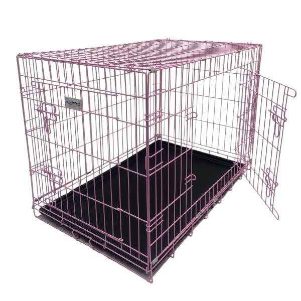 HugglePets Pink / Blue Dog Cage with Plastic Tray