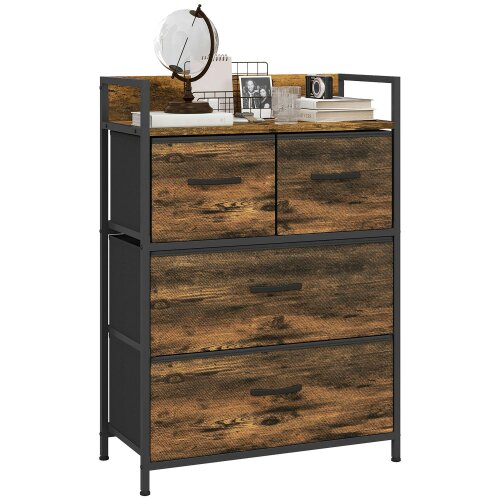 Wyld Haus Tolito Fabric And Wood Rustic Brown 4 Drawer Rustic Storage Chest