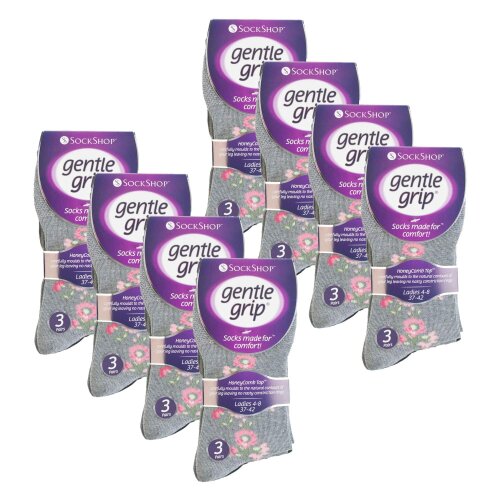 Gentle Grip 24 Pairs Ladies Cotton Rich Everyday Socks Gentle Grip Soft Top Comfort Socks