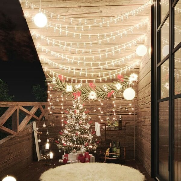 Berkfield Globe Fairy String Lights 20m 200 LED Warm White 8 Function
