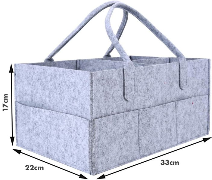 Generise Baby Multi-Compartment Nappy Caddy Storage Organizer - Grey