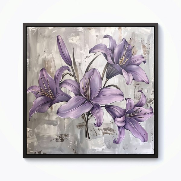 Warren Reed Purple Lilies In Bloom Framed Canvas