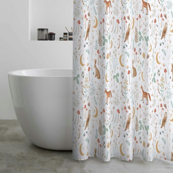 Catherine Lansfield Enchanted Twilight Animals Shower Curtain White