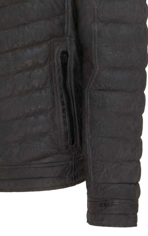 Infinity Leather Mens Quilted Puffer Leather Bomber Jacket - Torpoint