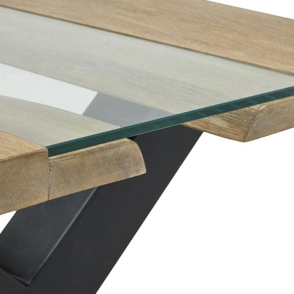 Wyld Haus Vouvant Live Edge  Light Acacia Wood and Glass Coffee Table