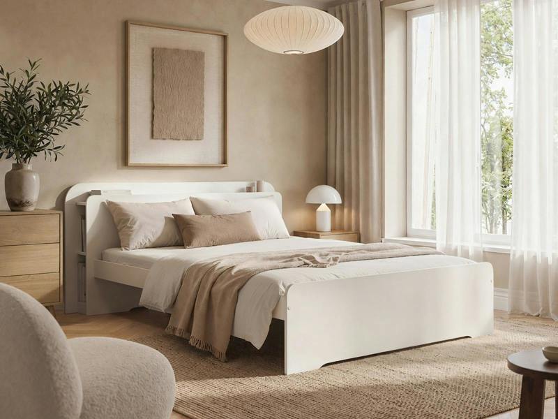 Evie Storage Bed with Headboard White Double