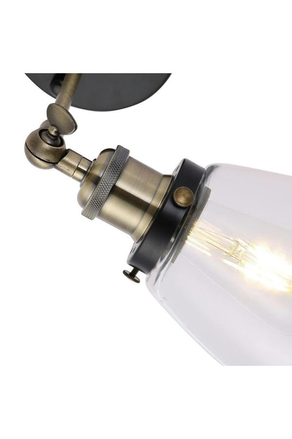 Living and Home 14cm W x 16cm H Industrial 1-Light Armed Sconce with Clear Glass Shade