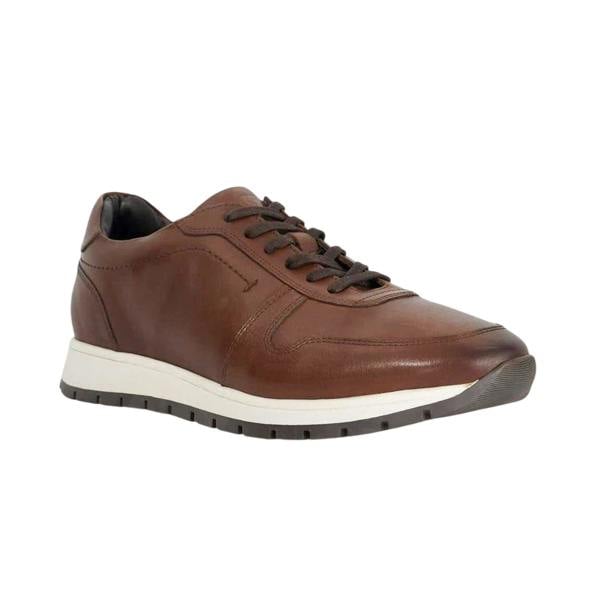 Dune London Mens Tris Leather Trainers - Brown - 