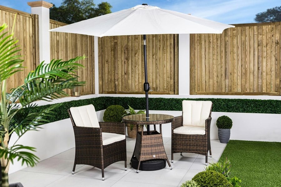 Giardino Savannah Rattan Garden Bistro Set Patio Table and Chairs Furniture