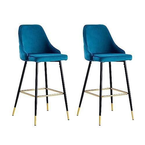 HYGRAD BUILT TO SURVIVE Velvet Bar Stools with Gold-Tipped Legs – Set of 2 | HYGRAD®