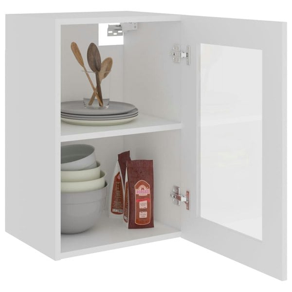 Berkfield Hanging Glass Cabinet White 40x31x60 cm Engineered Wood