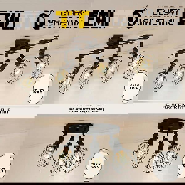 EMITTO 3-4 Way Spotlight Ceiling Light Adjustable Kitchen Spot Light E14 Fixture