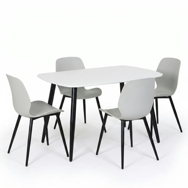 Core Products Aspen Dining Set - White Rectangular Table & 4 Carnaby Dining Chairs