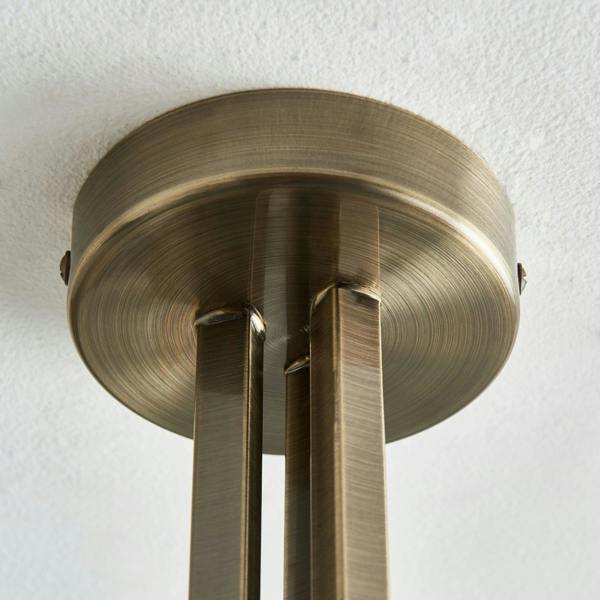 Pagazzi Lighting Morden 3 Light Antique Brass Semi Flush Ceiling Light