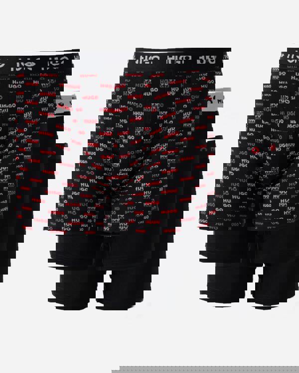 studio shot of HUGO Mens Three-Pack of Boxer Briefs in Stretch Cotton in Open Miscellaneous 998 colours