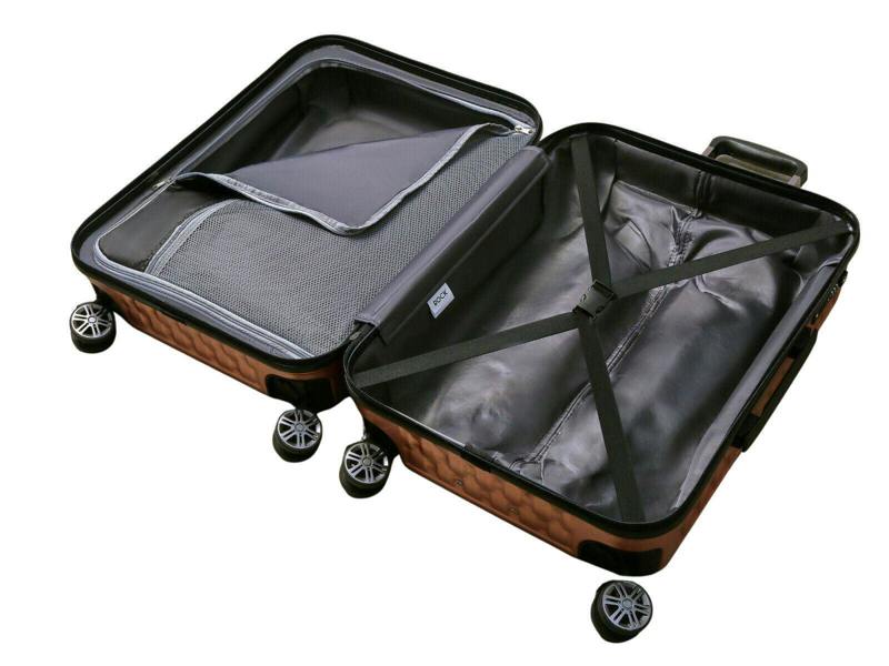 Rock Luggage Hard Shell Suitcase 8 Wheel Luggage Trolley Case Holiday Travel Bag