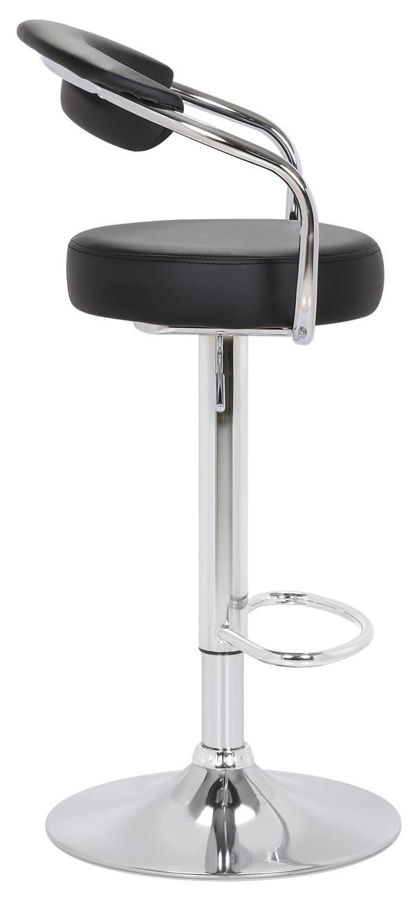 Lamboro Zenith Single Kitchen Bar Stool, Chrome Footrest, Height Adjustable Swivel Gas Lift, Breakfast Stool & Home Barstool, Black