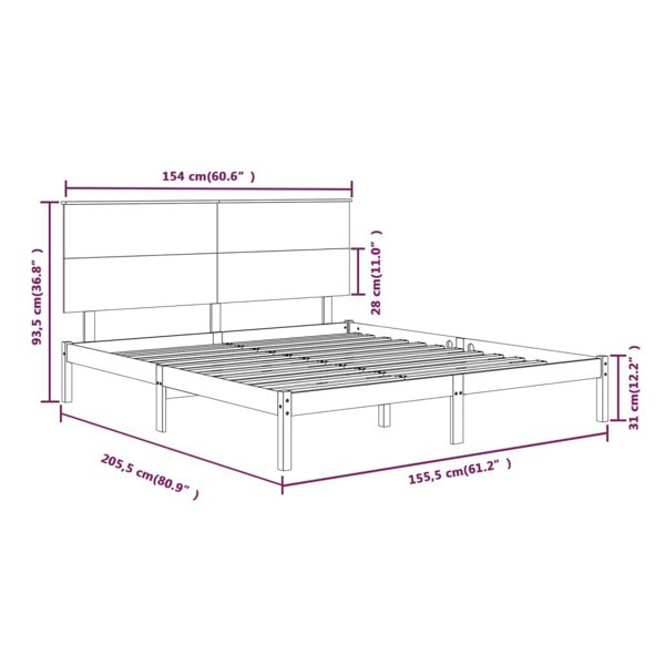 Berkfield Bed Frame Solid Wood 150x200 cm King Size