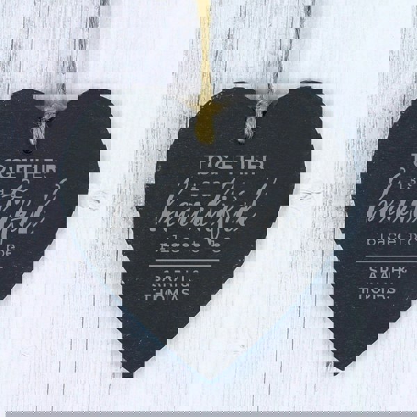 Personalised Memento Company Personalised Together Slate Heart Decoration