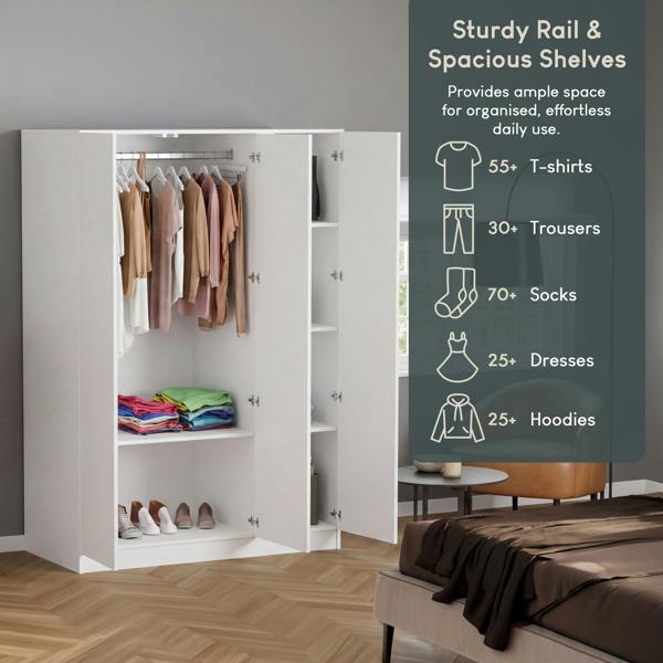 Vida Designs Denver 3 Door Mirrored Wardrobe
