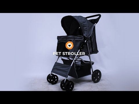 Monstershop Pet Stroller with Rain Cover – Black