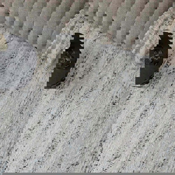 abstract rug, blue-cream colours, anti-allergic, and non-static properties