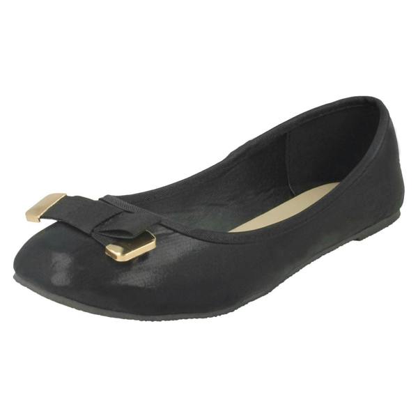 Spot On Ladies Spot On Ribbon Bow Vamp Ballerinas