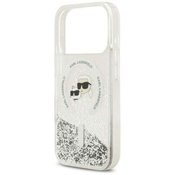 Karl Lagerfeld Liquid Glitter Karl & Choupette Heads Case with MagSafe for iPhone 17/18 Pro Max 6.9" Clear - KLHMP18XLGKCSGH