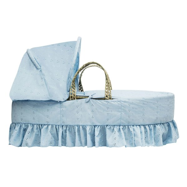 Kinder Valley Broderie Anglaise Blue Moses Basket Bedding Set