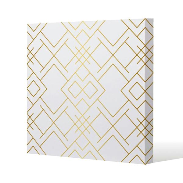 Benjamin Tate Design Golden Geo Pattern Slim Style Canvas Print  40x40cm , 15mm Slim Real wood.