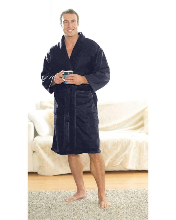 HomeSpace Direct Fleece Navy Bathrobe