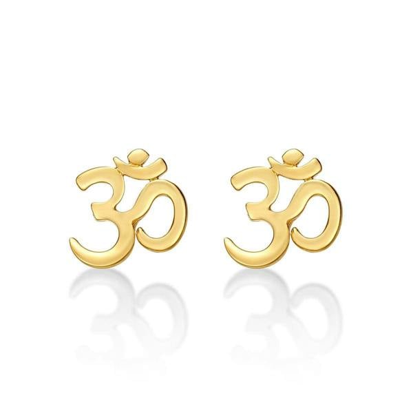 namana Gold Plated 925 Sterling Silver Divine OM Stud Earrings For Women