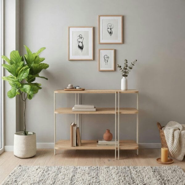 Decortie Notus 3 Tier Open Console Table with Metal Frame