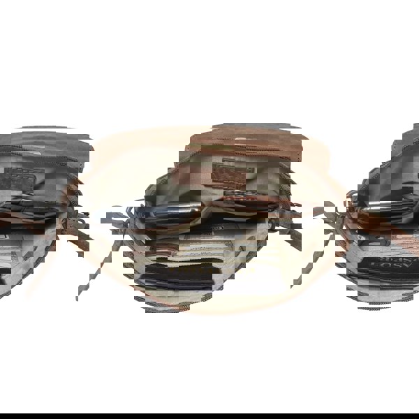 Assots London JEAN' Tan Distressed Real Leather Crossbody Bag