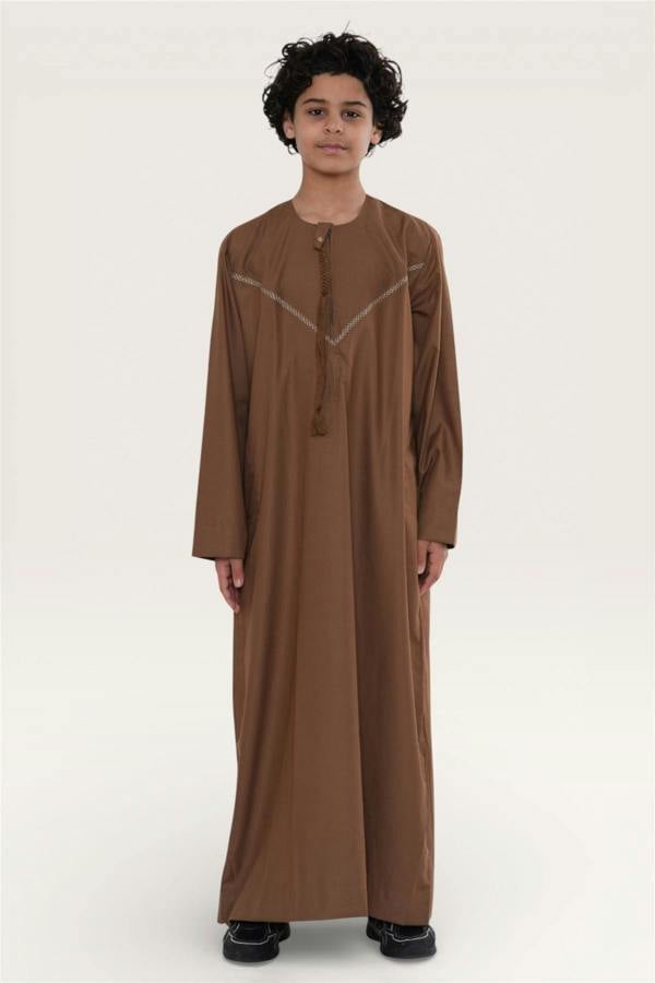 Infinity Leather Kids Boys Moroccan Embroidered Djellaba Islamic Jubba Robe Tassel Ramadan Thobe