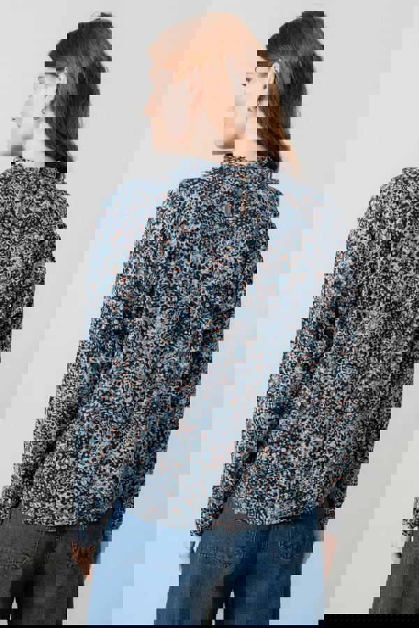 Lily & Me Bayberry Batwing Printed Top Sea Mist