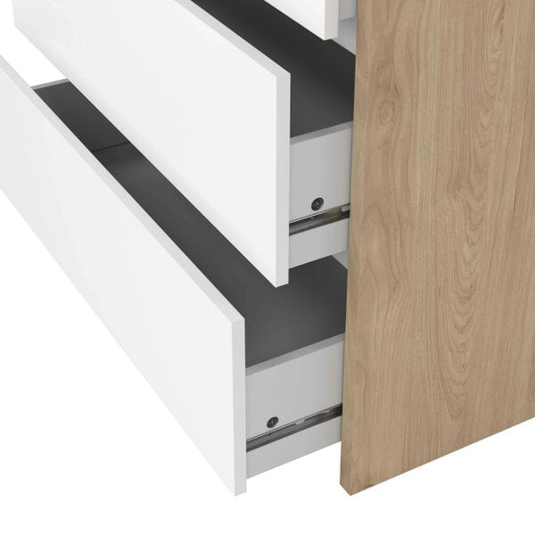 Wyld Haus Salzburg White and Natural Oak Effect Wood Chest 3 Drawers