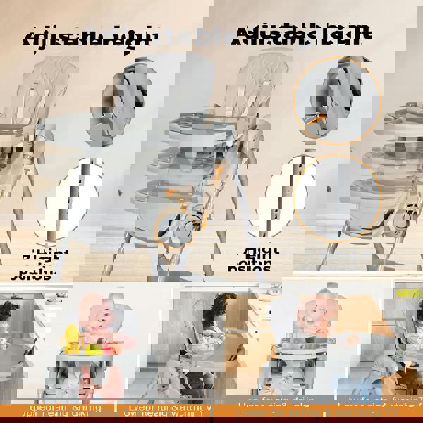 Dekko Baby High Chair 4 in1 Foldable Toddler Feeding Table Adjustable Portable