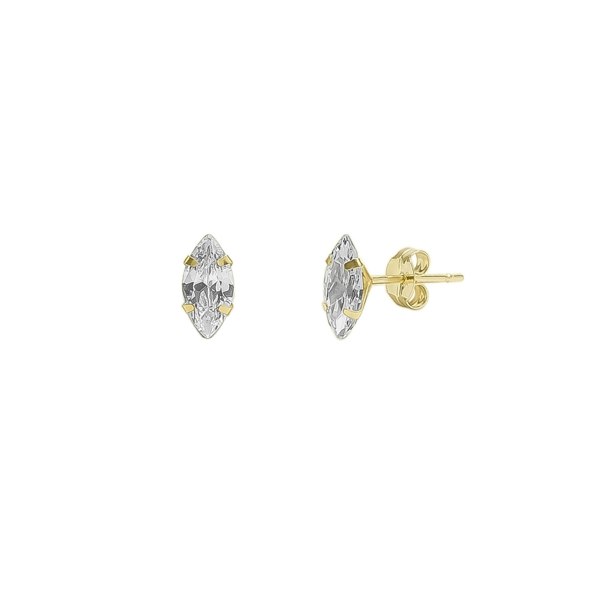 Spero London 9ct Solid Gold Marquise Stud Earrings