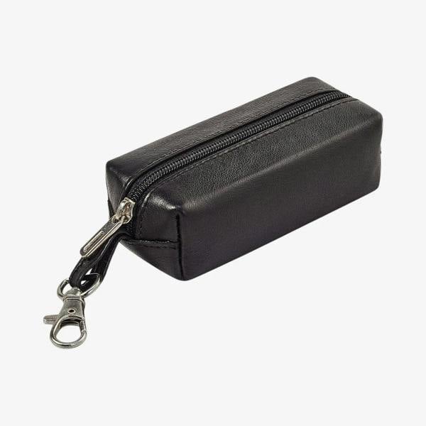 Black leather key pouch made from real leather