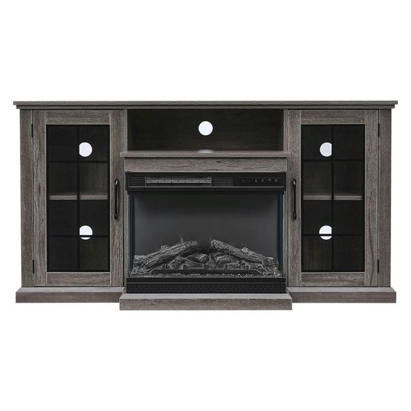 5000BTU Freestanding Fireplaces and Rustic Grey TV Stand 3-Sided Electric Fireplace With Remote Control Freestanding Fireplaces Living and Home