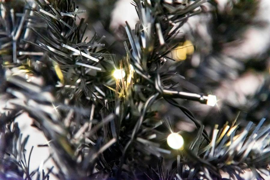 2m Black Alaskan Pine Pre-Lit Christmas Garland with Warm White LEDs for Indoor or Outdoor Display image 3