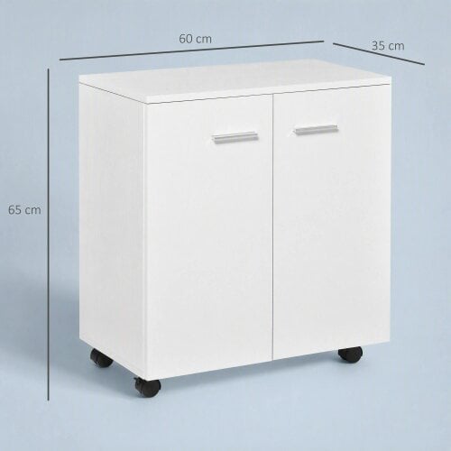 HOMCOM Mobile Sideboard Cabinet with 2 Doors and Internal Shelf, White