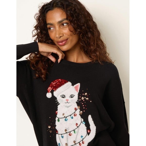 Blue Vanilla Christmas Cat Jumper