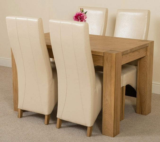 That's Furniture Kuba Small Oak Dining Table with Lola Leather Chairs