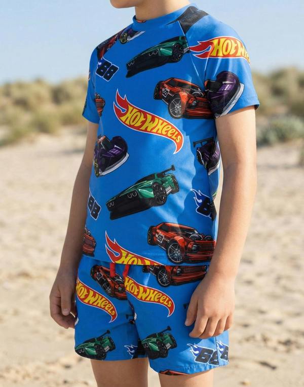 Vanilla Underground Hot Wheels Boys Blue Model Cars 2 Piece Swim Set
